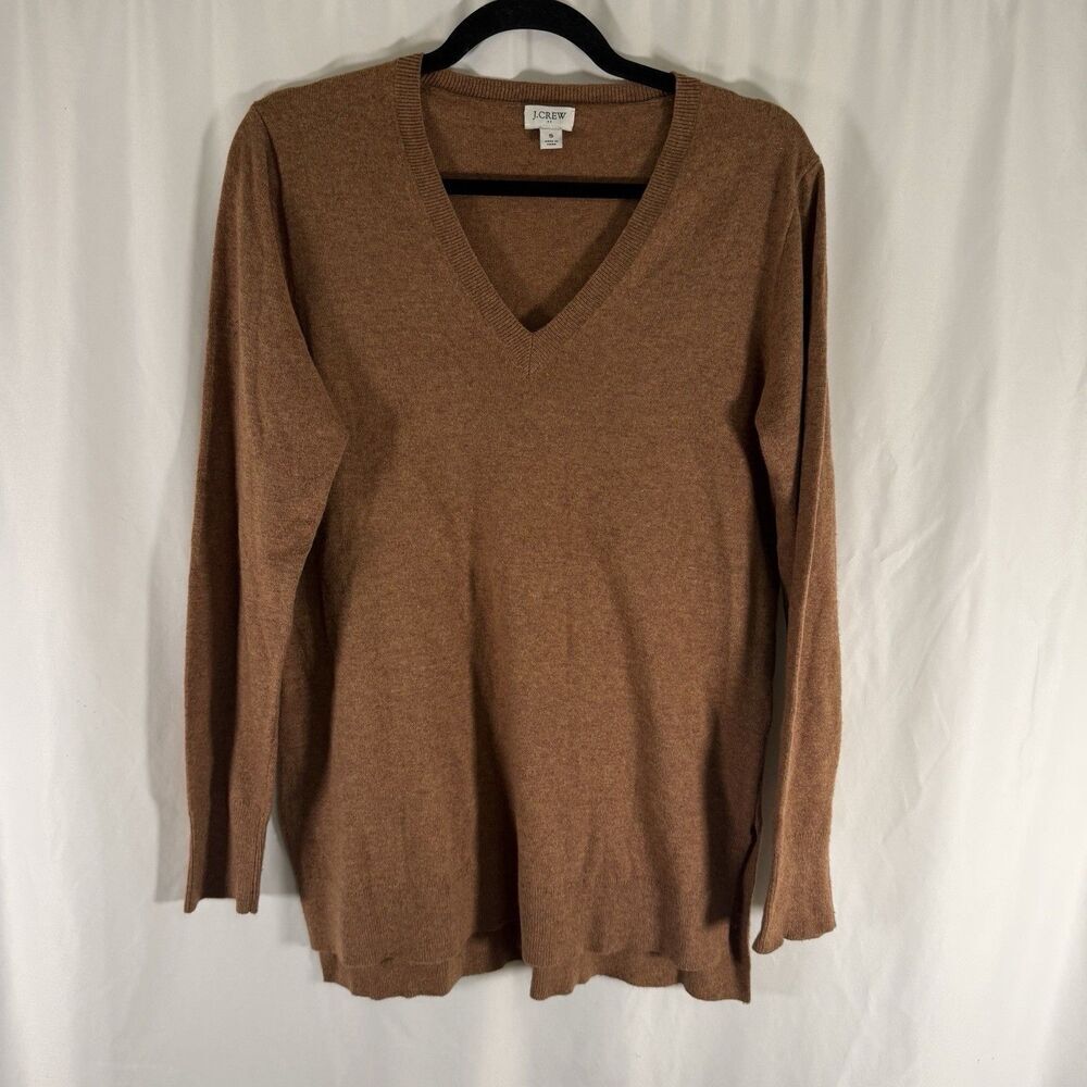 J. Crew Sweater Women's Small Brown Wool Blend Vneck Long Sleeve Pullover